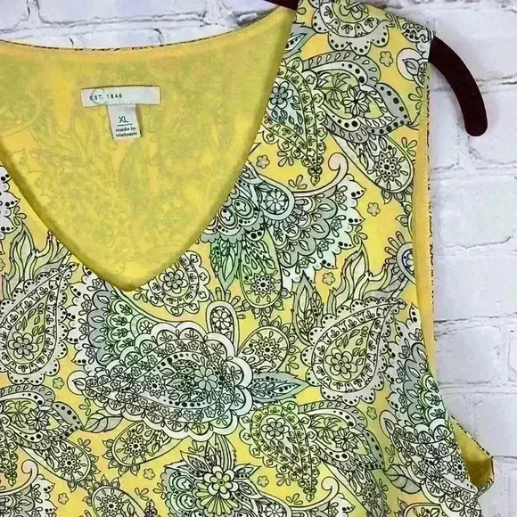 Cato Yellow and White Paisley Blouse Size XL - Picture 2 of 7